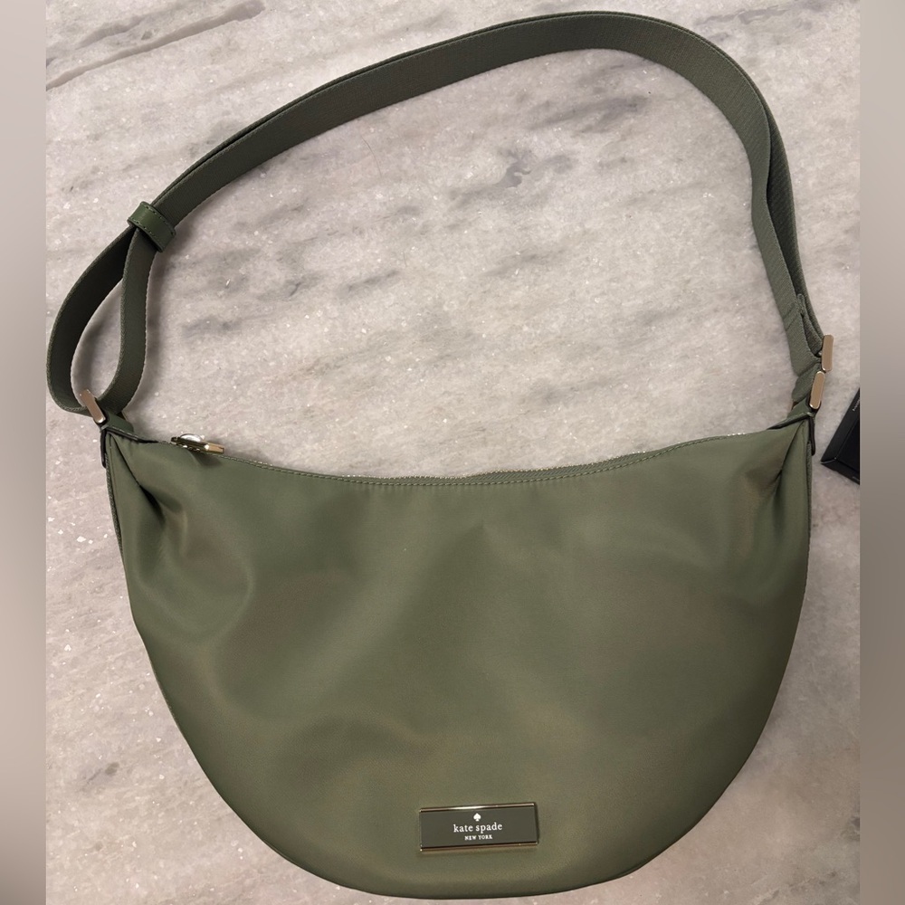 NWOT - Kate Spade Carter Nylon Medium Sling Bag - olive green